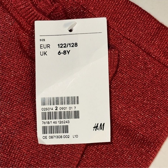 H&M Kids | Red | GLITTERY KNIT DRESS - Picture 3 of 7